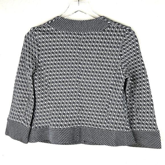 Diane Von Furstenberg Gabrielle Wool Blend Knit Jacket Cardigan Black White SM - Picture 6 of 6